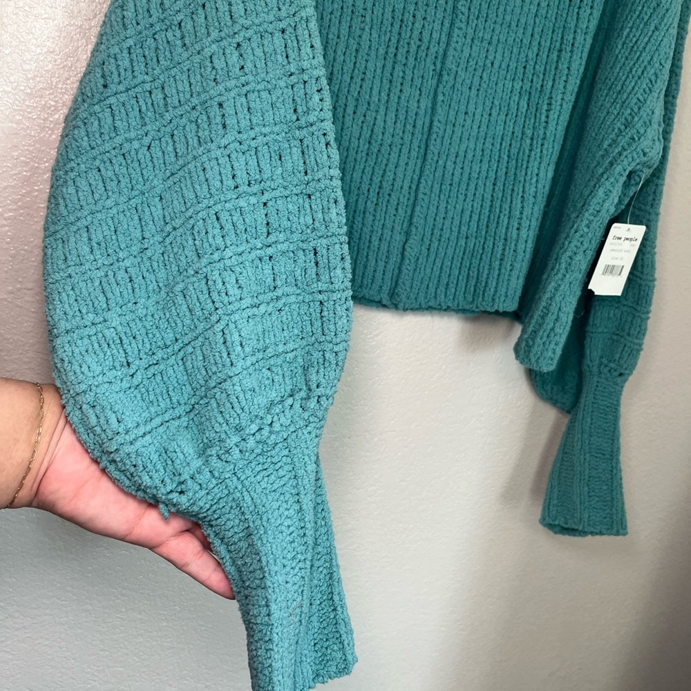 NWT Free People Emerald Aura Be Yours Pullover Balloon Sleeve Sweater XL Boho - Picture 7 of 13